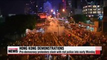 Pro-democracy sit-ins in Hong Kong persist into early Monday