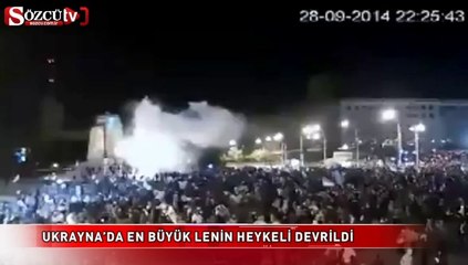 Ukrayna’da en büyük Lenin heykeli devrildi