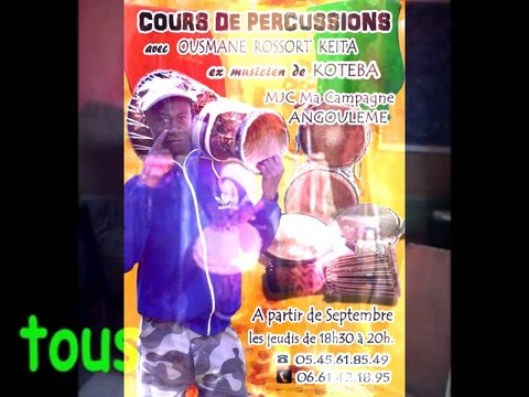 cours de percussions et cours de danse africaine angouleme
