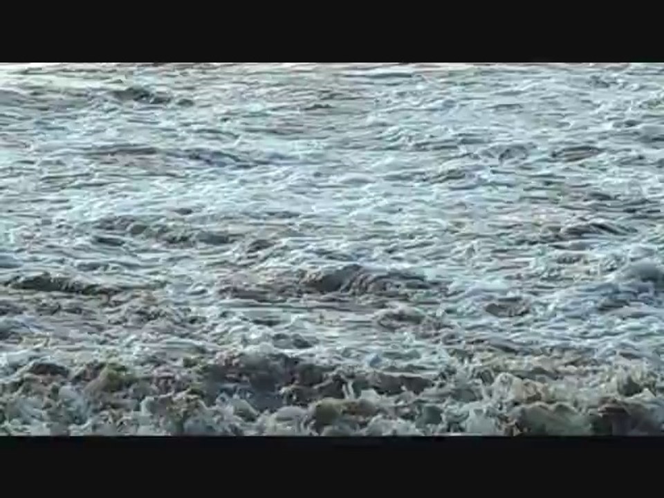 De Grosses vagues puissantes sur la plage