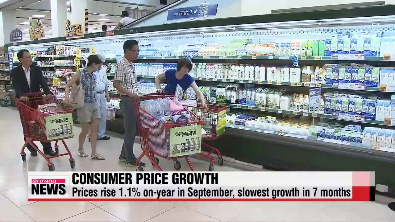 Korea's consumer price growth slowest in 7 months