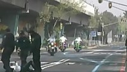 Motorcycle cop speed bump fail