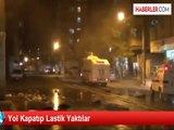 Diyarbakır'da Ateş Yakıp Yolu Trafiğe Kapatan Gruba Polis Müdahalesi