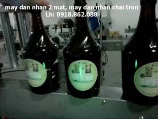 máy dán nhãn chai 2 mặt, máy dán nhãn chai tròn tự động