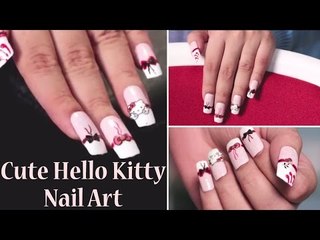 How To Get Cute Hello Kitty Nails | Easy Nail Art Tutorial