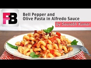 Bell Pepper and Olive Pasta in Alfredo Sauce by Saurabh Kumar