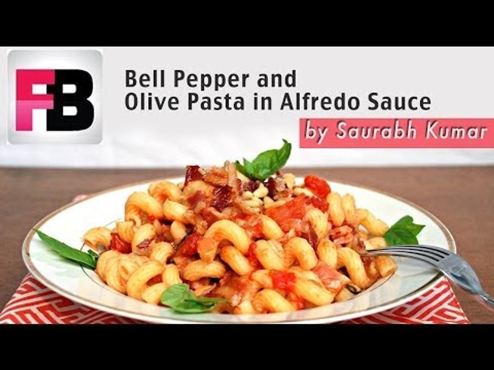 Bell Pepper and Olive Pasta in Alfredo Sauce by Saurabh Kumar