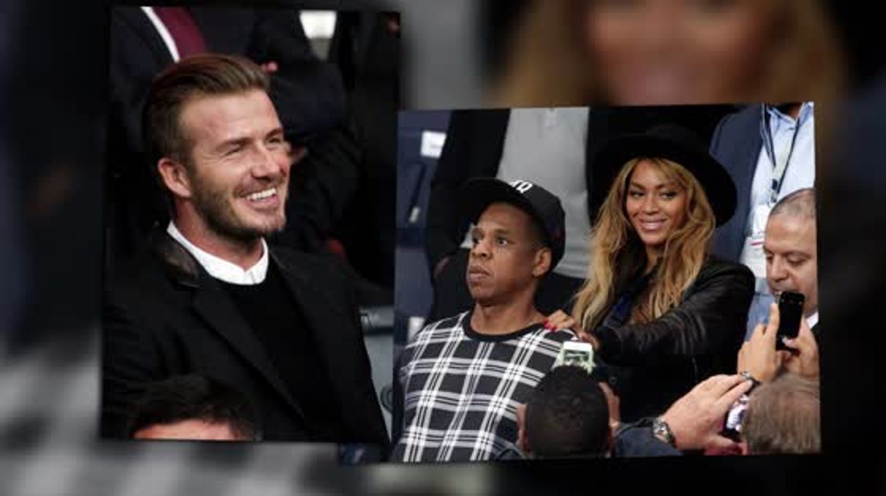Beyoncé und Jay-Z sind mit David Beckham im Fußballstadion