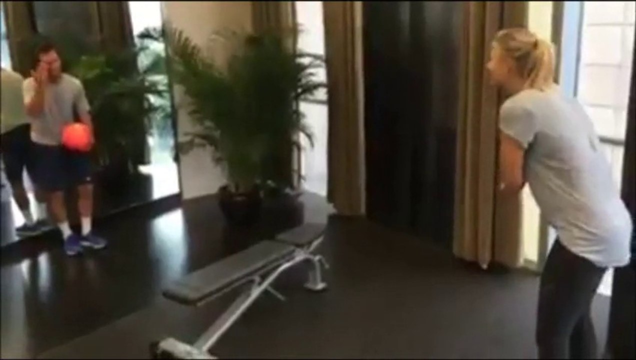 MARIA SHARAPOVA Playing soccer tennis against a wall!