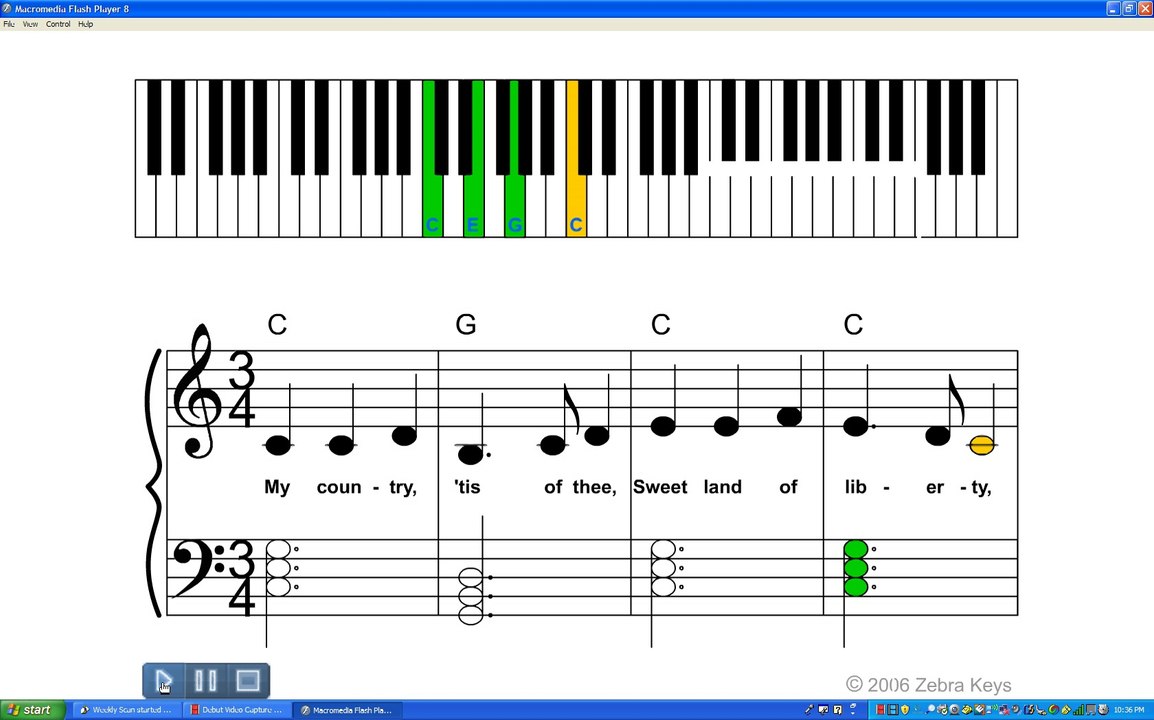 How to play Song, America  (My Country 'Tis Of Thee) on Piano