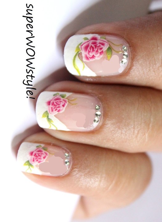 Water Decals Side French Manicure Nail Designs French tip nail art