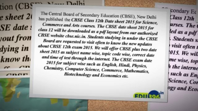 CBSE Board 12th Arts Science Commerce Exam Date Sheet & Time Table 2015