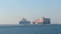 İki Dev Gemi Süveyş Kanalı'nda Çarpıştı