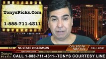 Clemson Tigers vs. North Carolina St Wolfpack Free Pick Prediction NCAA College Football Odds Preview 10-4-2014