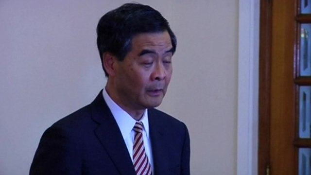 Hong Kong leader says won't step down, urges students to respect basic law