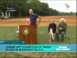 Cuban artists' sand portrait on display in Washington DC