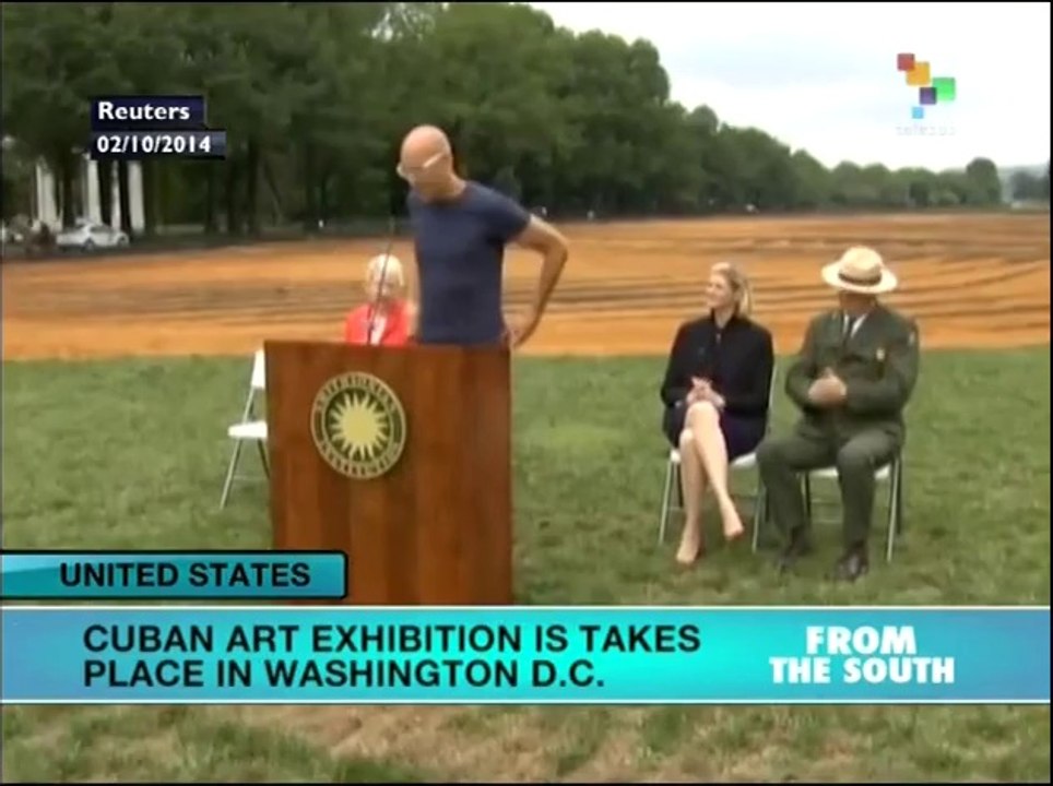 Cuban artists' sand portrait on display in Washington DC