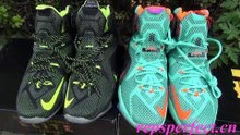 Nike LeBron 12 Teal/Orange-Grey VS Nike Lebron 12 Black Green Review From repsperfect.cn