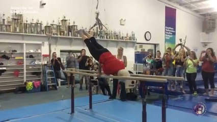 Oldest Women to do Gymnastics performing on set of Chalk It Up Movie