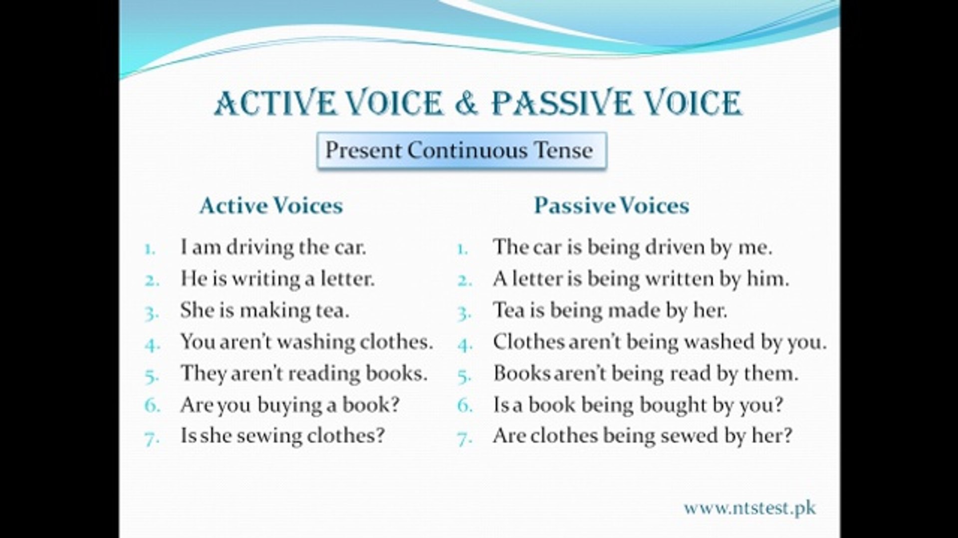 Passive Voice Present Continuous Tense Exercises Exercise Poster