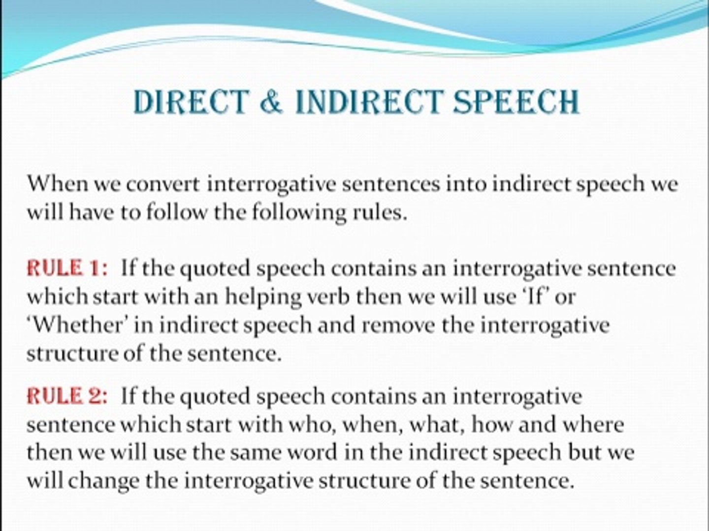 Direct and indirect speech imperative sentences image