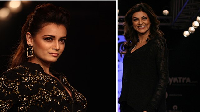 Sushmita Sen And Dia Mirza Walk On The Ramp For Mantra Fashion
