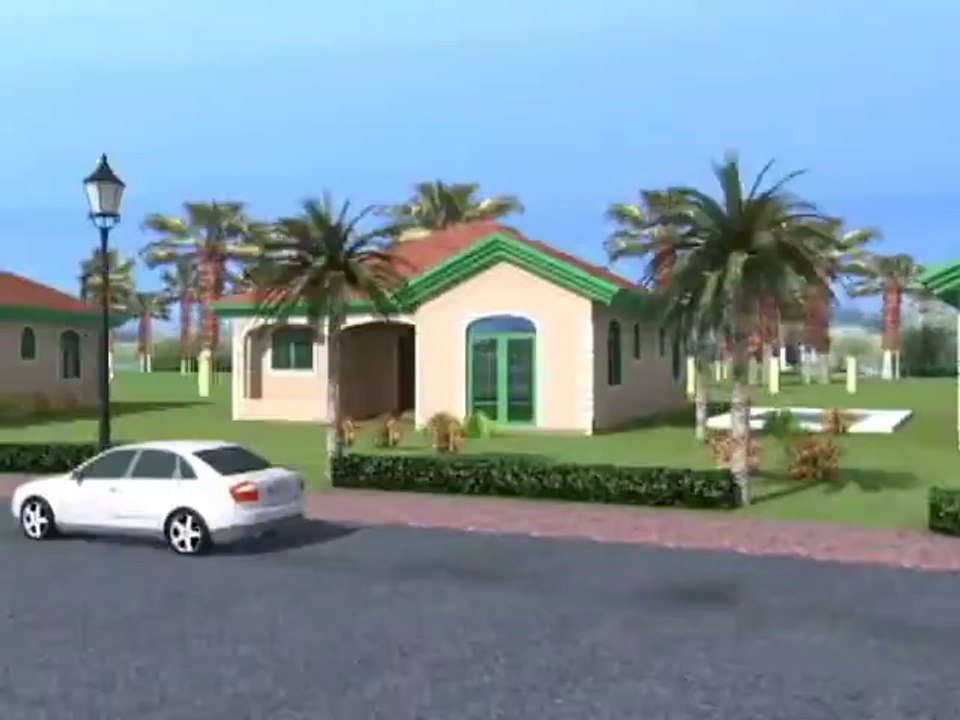 3D Flyover Aerial walkthrough of Beach Resort