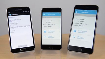 iPhone 6 vs Samsung Galaxy S5 vs iPhone 6 Plus - Benchmark Speed Test