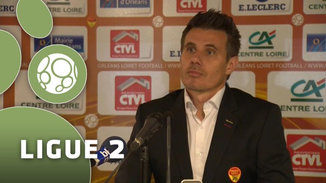 Conférence de presse US Orléans - Havre AC (2-2) : Olivier FRAPOLLI (USO) - Erick MOMBAERTS (HAC) - 2014/2015