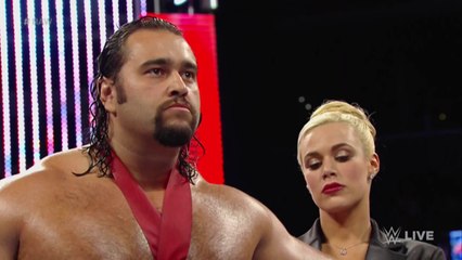 The Rock returns to WWE Raw and confronts Rusev - 6th October 2014.