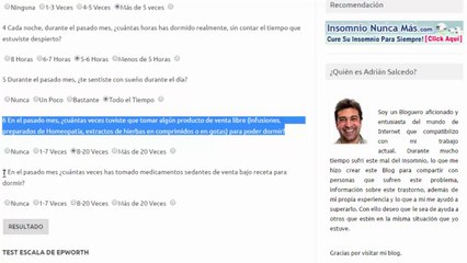 Test insomnio sueño