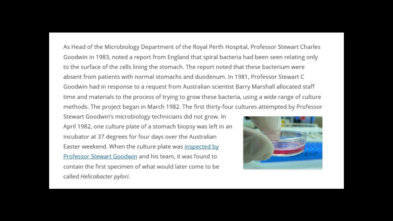 Professor Stewart Goodwin l Duodenal Ulcer Research