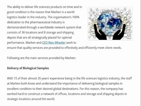 Wes Wheeler | Marken Offers a Variety of Life Science Logistics Services