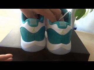 Close Look At Authentic Air Jordan XI (11) Low GS WhiteAqua Reviews