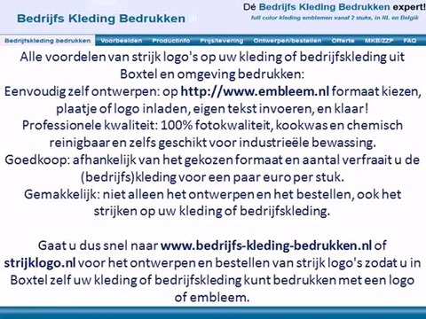 Kleding bedrijfskleding bedrukken Boxtel