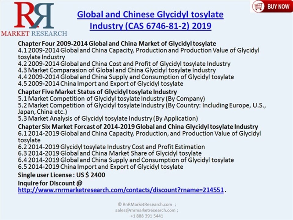 Global and Chinese Glycidyl tosylate Industry (CAS 6746-81-2) 2019