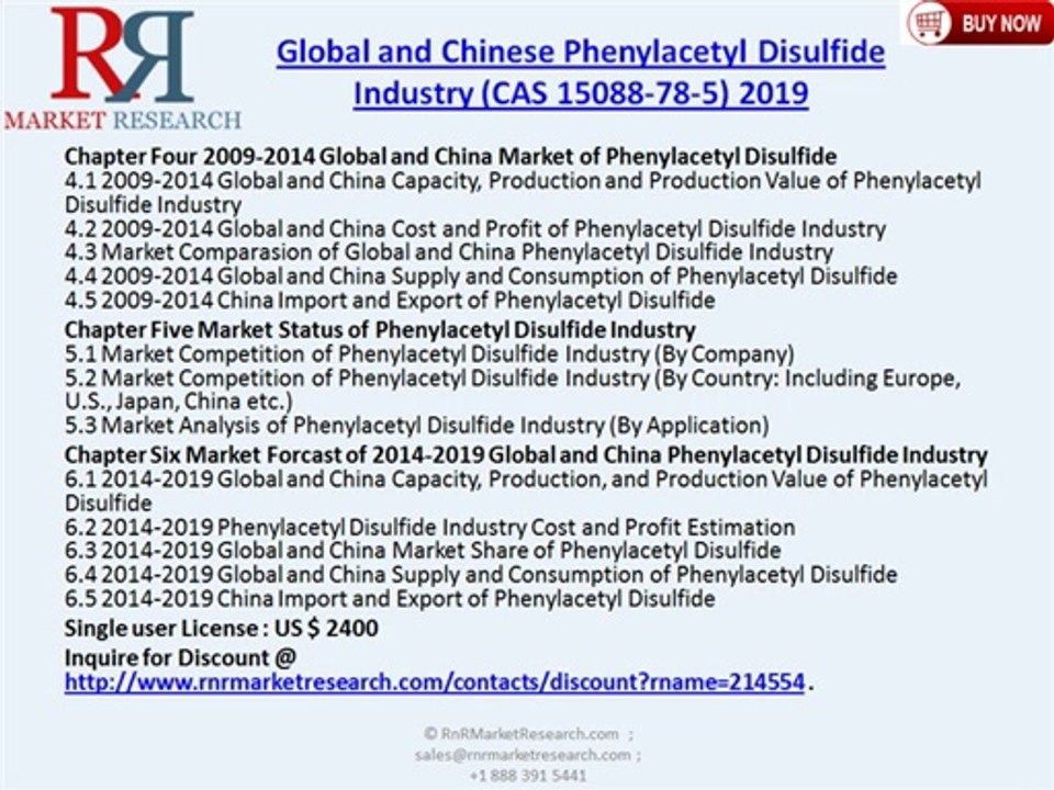 Global and Chinese Phenylacetyl Disulfide Industry (CAS 15088-78-5) 2019