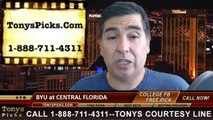 Central Florida Knights vs. BYU Cougars Free Pick Prediction NCAA College Football Odds Preview 10-9-2014