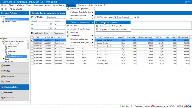 EBP Gestion Commerciale 2015 : Le transfert comptable