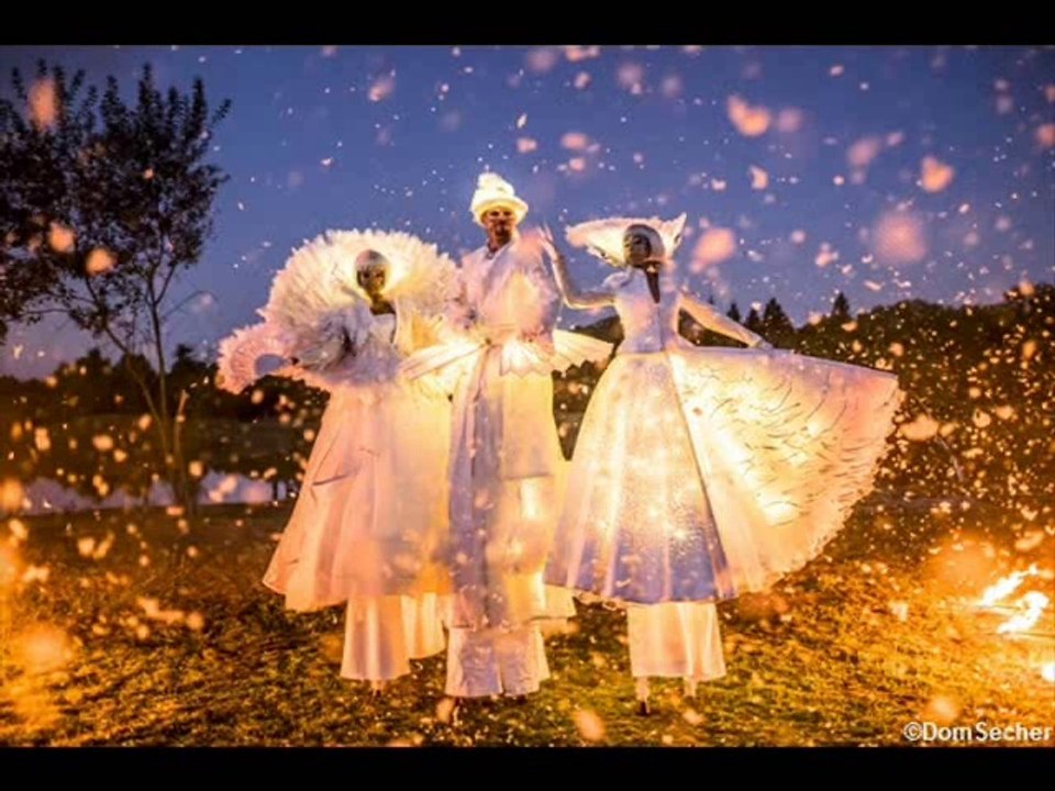 Echassiers Lumineux Blancs Paris Spectacle échassiers lumineux costumes lumineux animation lumineuse