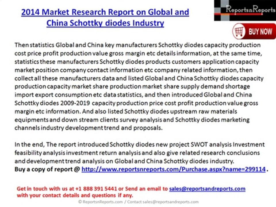 2014 Market Research Report on Global and China Schottky diodes Industry
