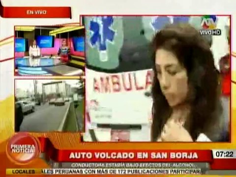 Mujer ebria vuelca camioneta en San Borja