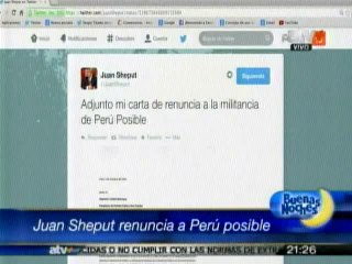 Juan Sheput renuncia a la militancia de Perú Posible