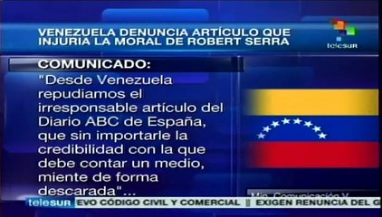 Venezuela rechaza injuria del Diario ABC por caso Robert Serra