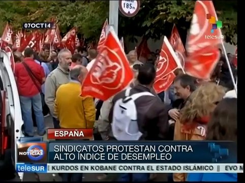 Sindicatos españoles protestan contra el alto índice de desempleo