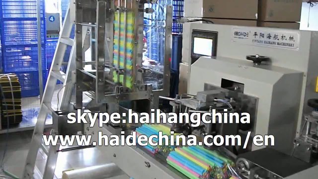 wrap group drinking straw 220pcs counting packaging machine