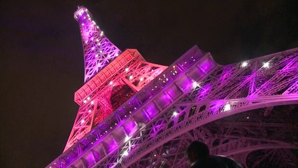 Eiffel Tower turns pink for breast cancer awareness