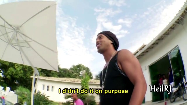 Ronaldinho playing in a pool and Kicking The Ball At Peoples Heads