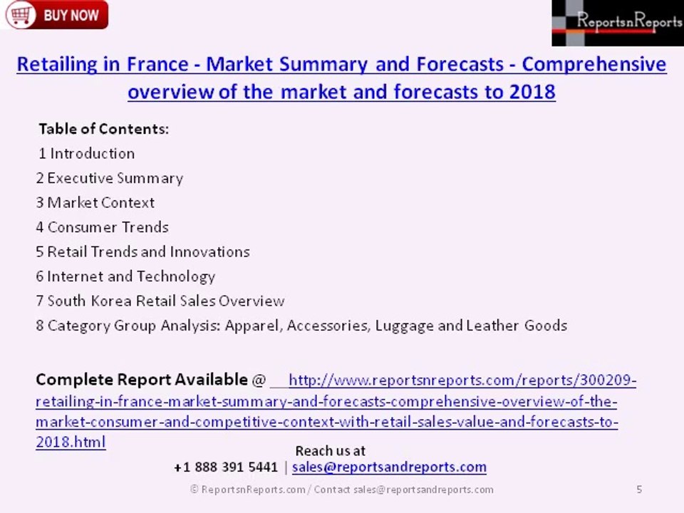 Retailing in France - Market Summary and Forecasts to 2018