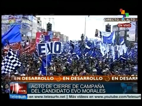 Bolivia: cierra Evo Morales campaña con multitudinario acto en La Paz